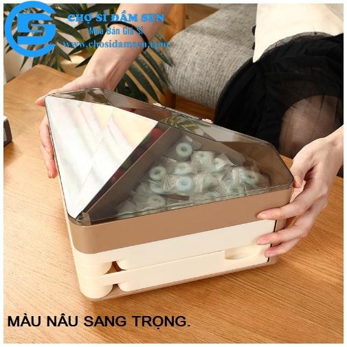 Khay đựng mứt Kim Cương, Khay mứt tam giác 3 tầng mẫu mới sang trọng