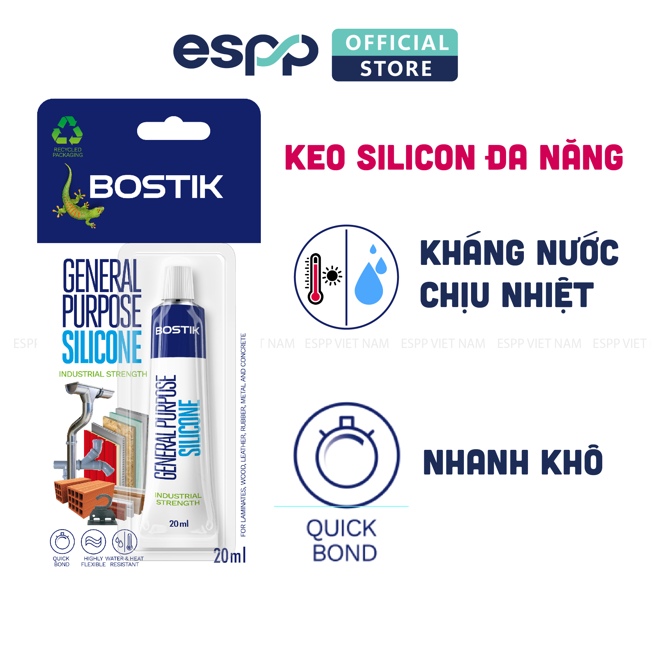 Keo Dán Silicone đa dụng 20ml - BOSTIK