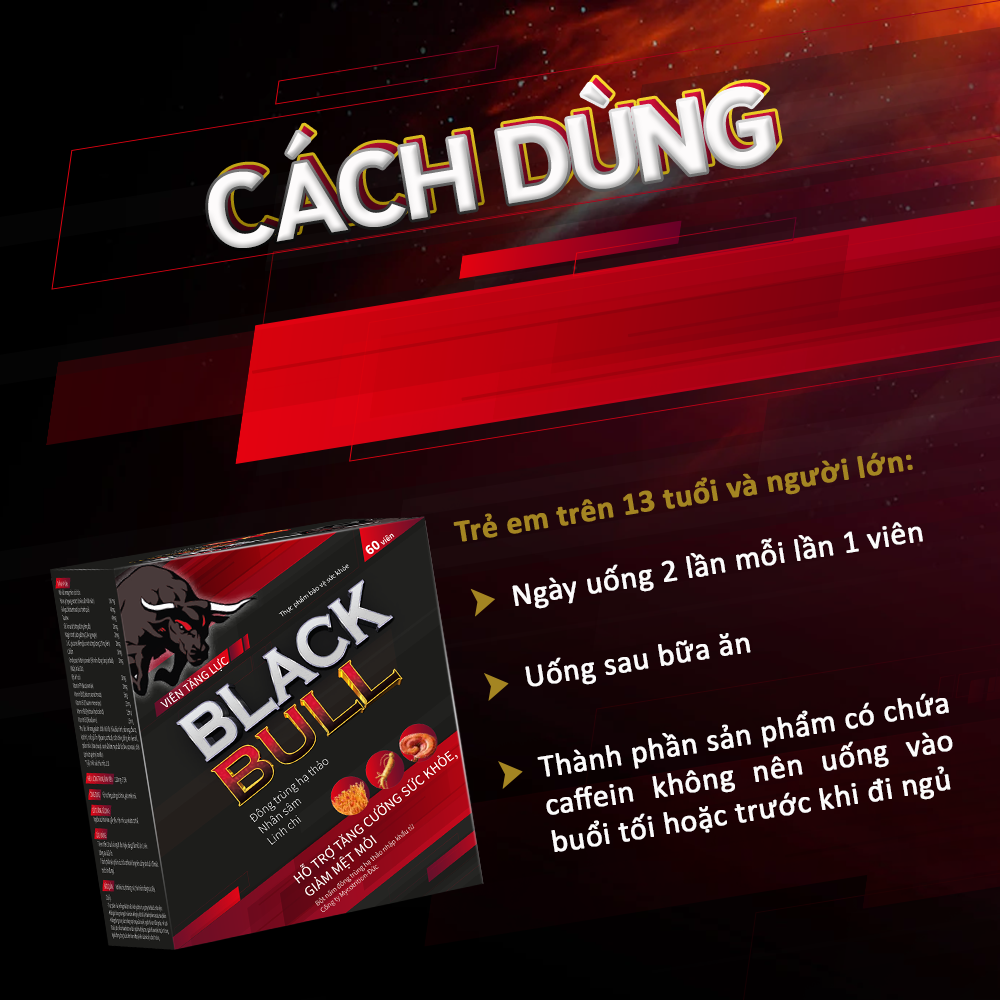 Viên Uống Tăng Cường Sinh Lực BLACKBULL Tăng Cường Sức Khỏe Giảm Stress Mệt Mỏi