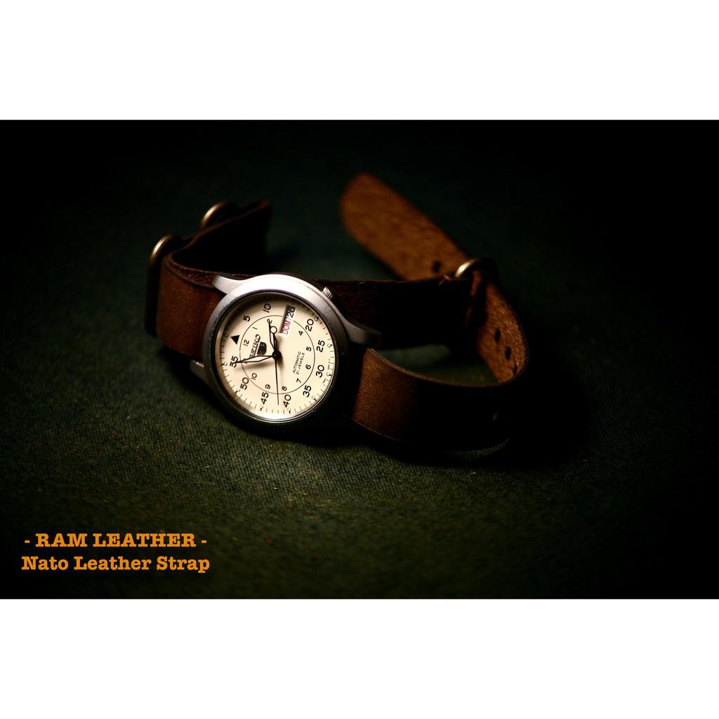 Dây đồng hồ Nato da bò - Nato Leather Strap - Full size - RAM N1