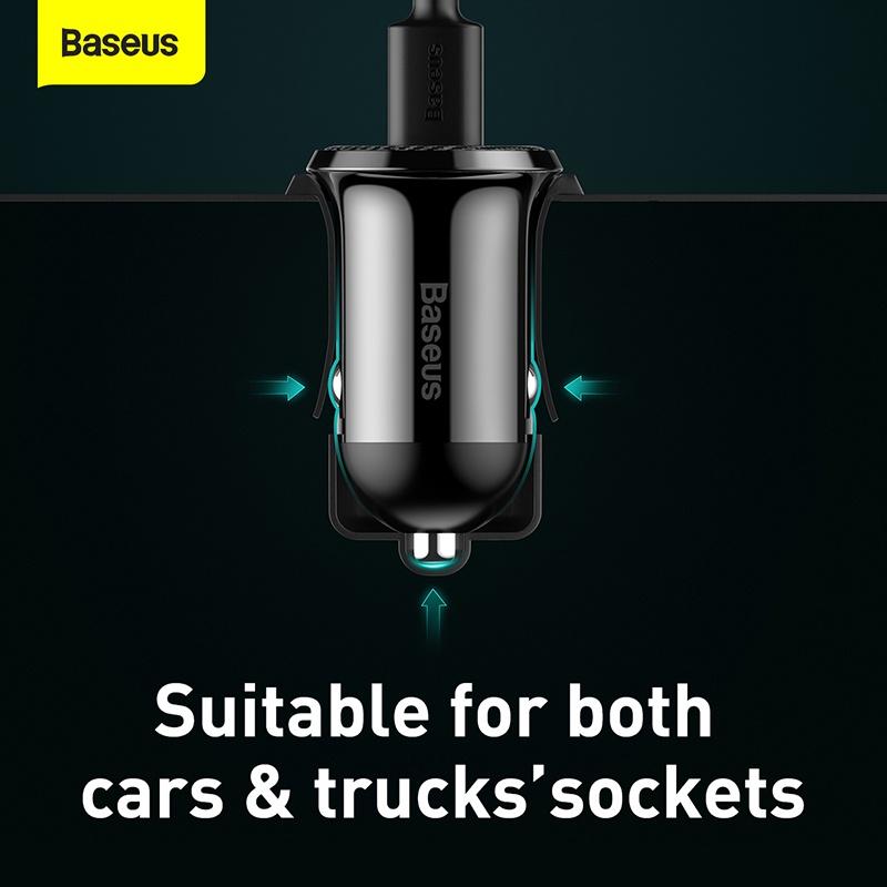 Tẩu sạc 2 cổng USB dùng trên xe hơi Baseus Grain Pro Car Charger (5V/ 4.8A, Dual USB Port Auto Quick charger) (Hàng chính hãng)