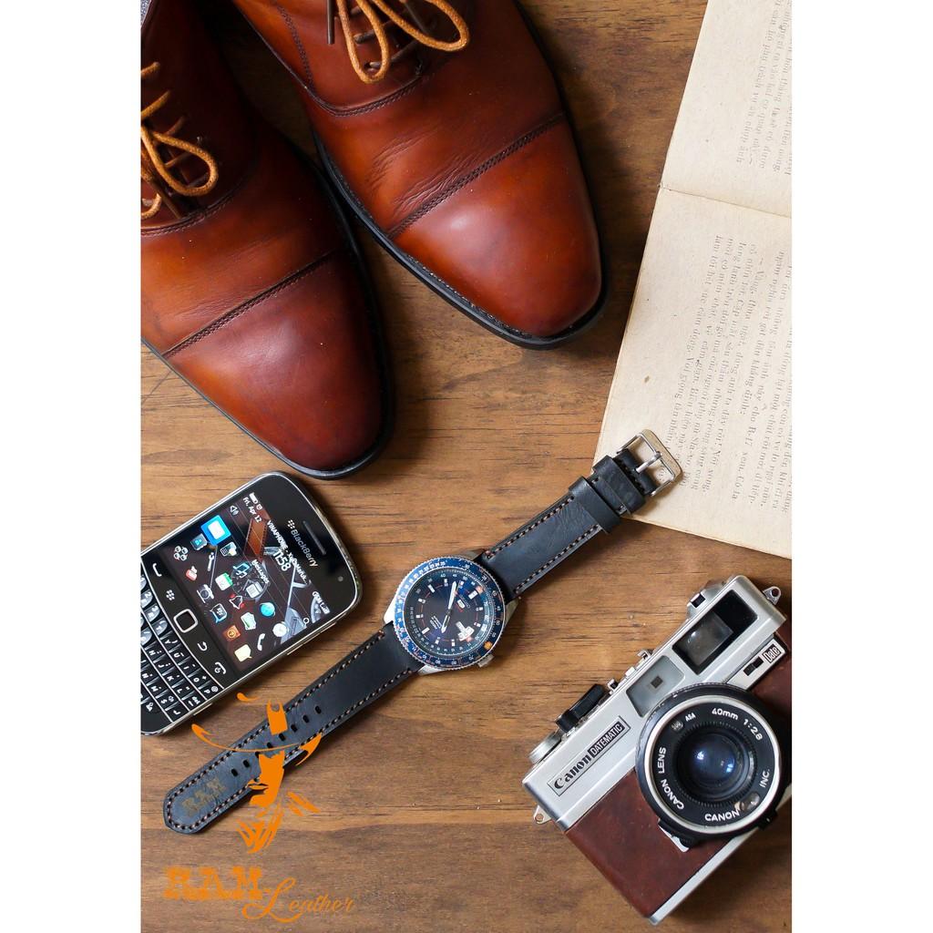 Dây đồng hồ RAM Leather da bò đen - RAM classic black