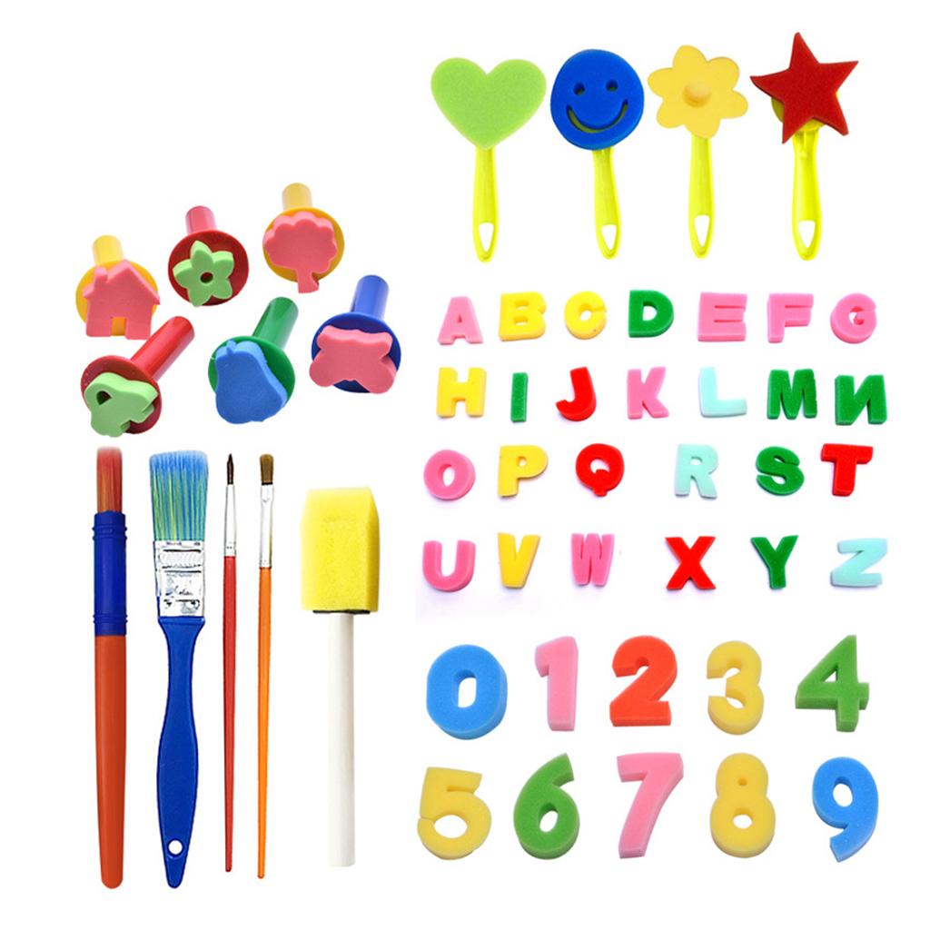50Pc Sponge Painting Brushes Kids Painting Kits Early Learning Painting Kits