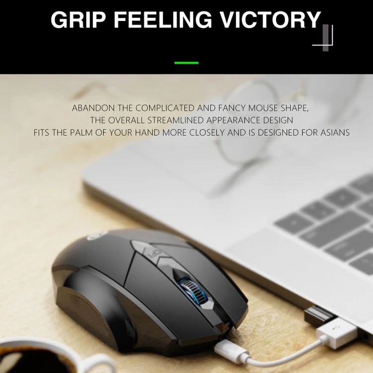 Chuột gaming không dây bluetooth sạc pin TEKKIN INPHIC PM6 cho game thủ chơi game chuyên nghiệp kết nối Wireless 2.4G - hàng chính hãng