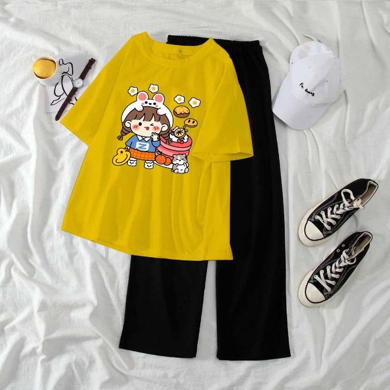 Sét bộ áo cô gái mũ thỏ ,,, quần ống rộng dài cute
