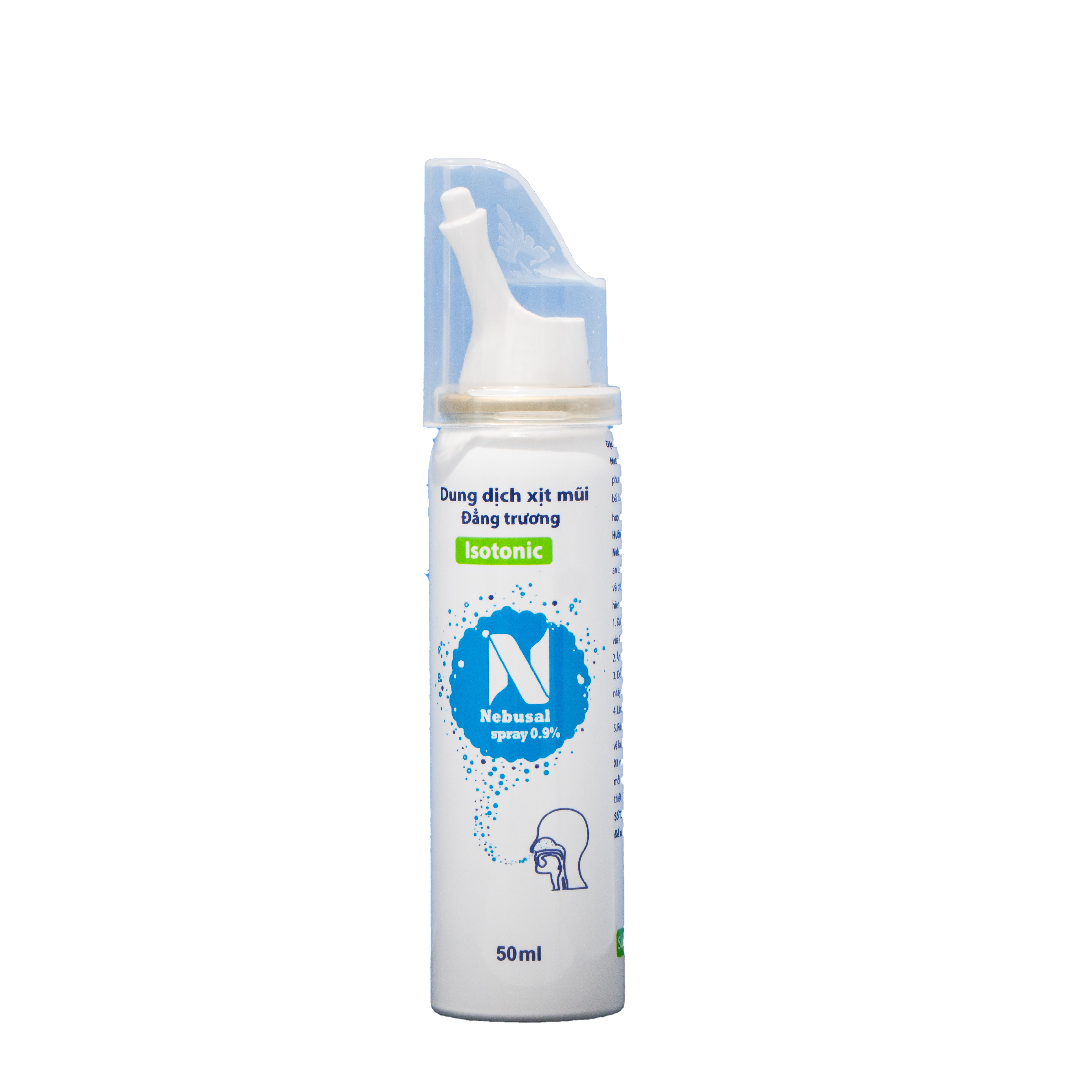 Nước biển xịt mũi Nebusal Spray 0,9%, vệ sinh đường hô hấp, lực xịt dịu nhẹ, phù hợp với trẻ sơ sinh (50ml)