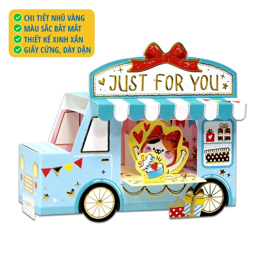 Thiệp giấy Pop-up Card Cao Cấp Nhập Từ Đài Loan FK4006 Chữ Nhũ Vàng Họa tiết Cute Sắc Nét 10.5x15.2cm