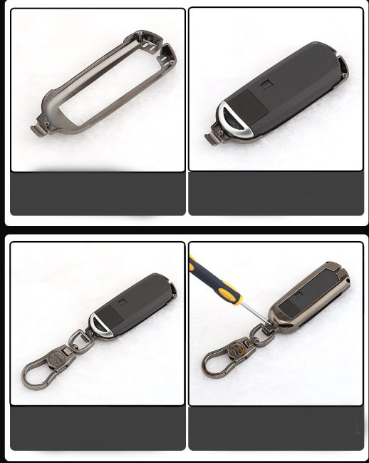 Ốp vỏ chìa khóa, bao da chìa khóa inox có lót bọc silicon cao cấp dành cho xe Elantra, Tucson M02 - màu bạc