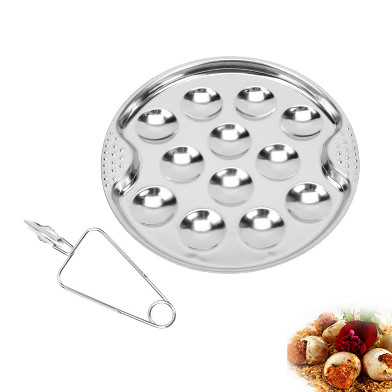 Snail Plate with Escargot Tongs 12 Compartment Holes Tableware for Cooking