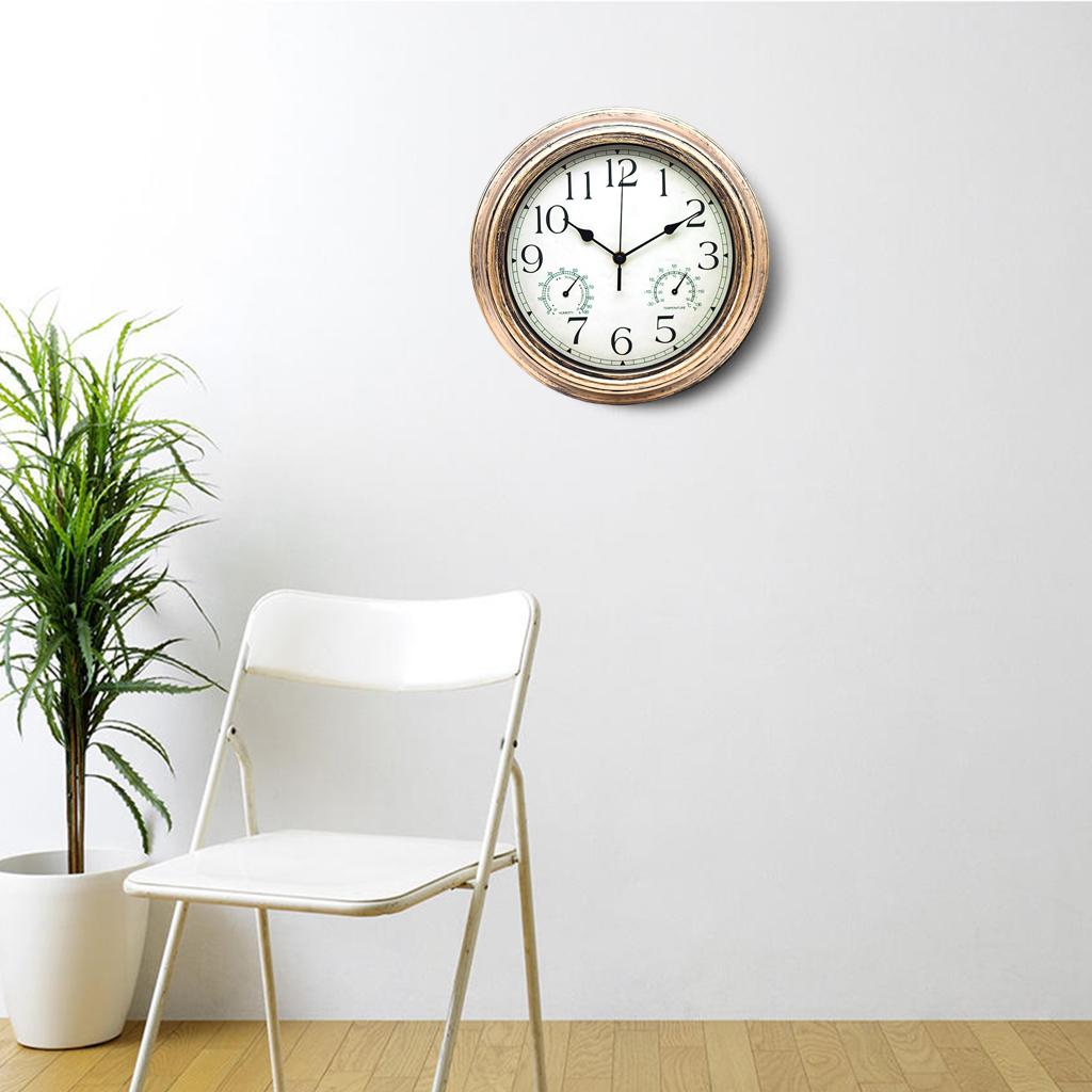 Wall Clock with Temperature and Humidity Home Bedroom Decor