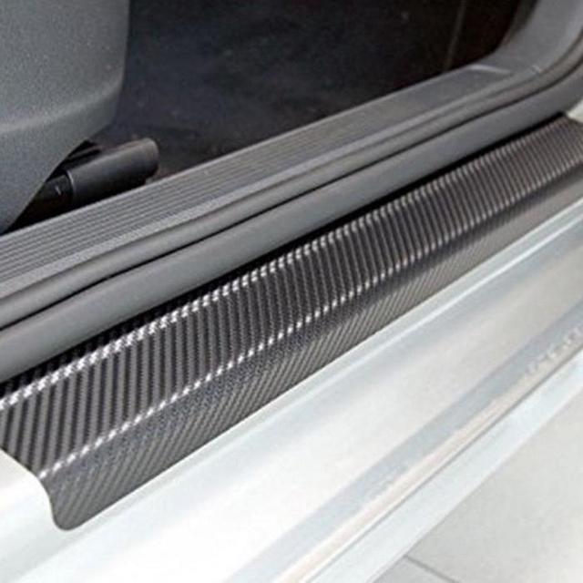Bộ 4 Miếng Dán Màu Đen Họa Tiết Sợi Carbon 3D Chống Trầy Cho Cửa Xe Hơi