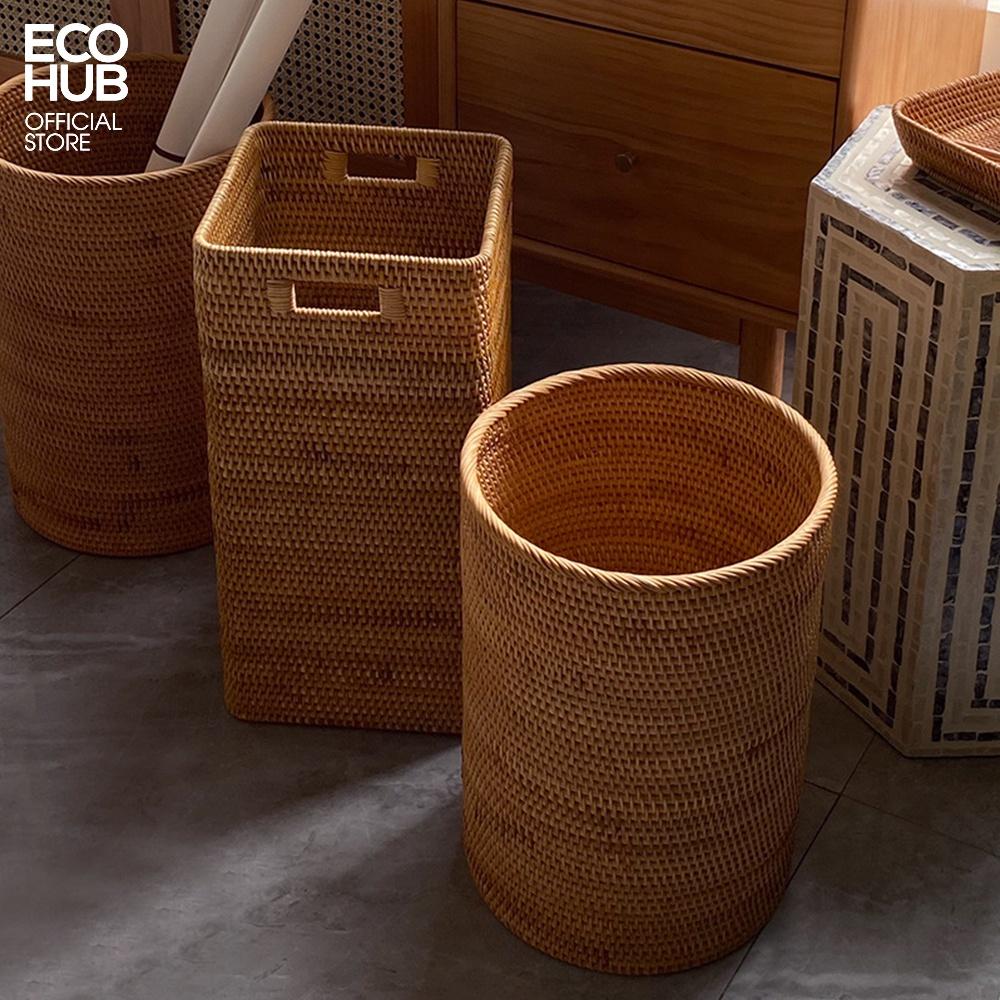 Giỏ mây đựng đồ hình trụ ECOHUB 28X22cm (Cylindrical Rattan Basket) E00315