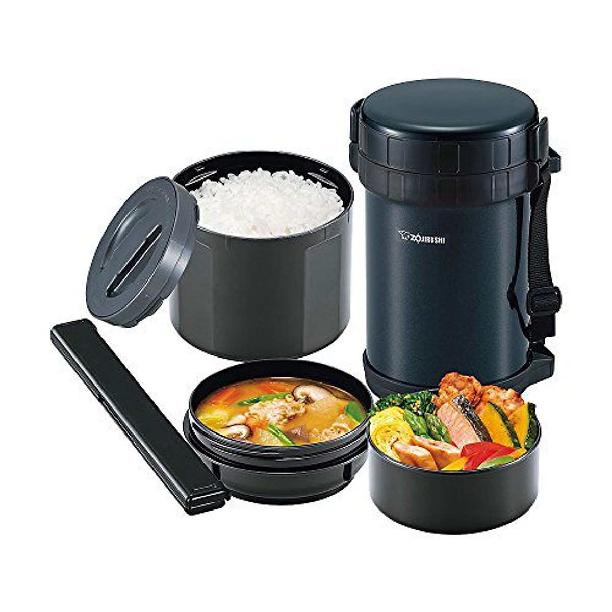 Hộp cơm giữ nhiệt 3 ngăn Zojirushi SL-GH18-BA 1,27L, hàng chính hãng