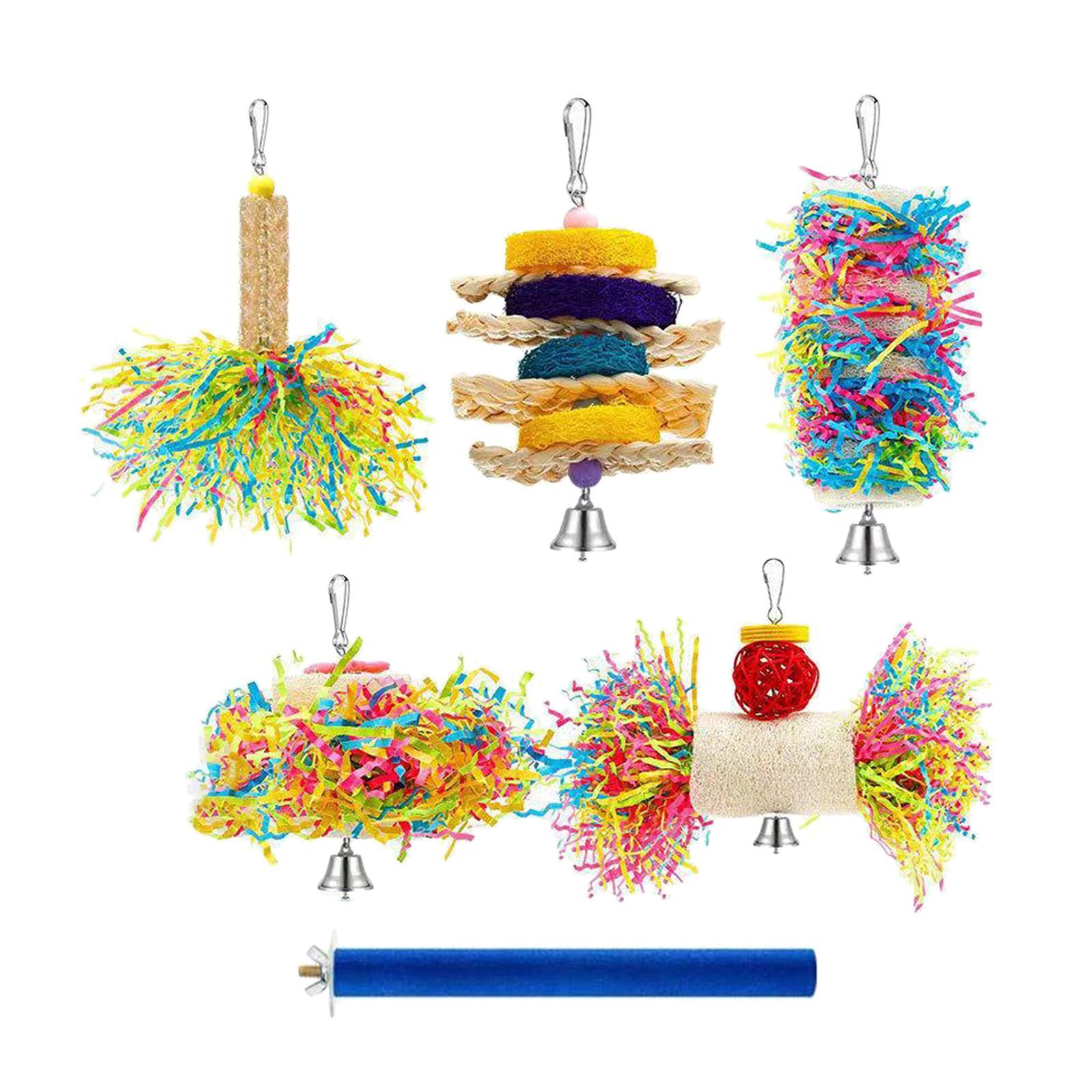 6x Parrot Cage Hanging Toys Hanging Activity Bell Budgie Birds Swing Chewing