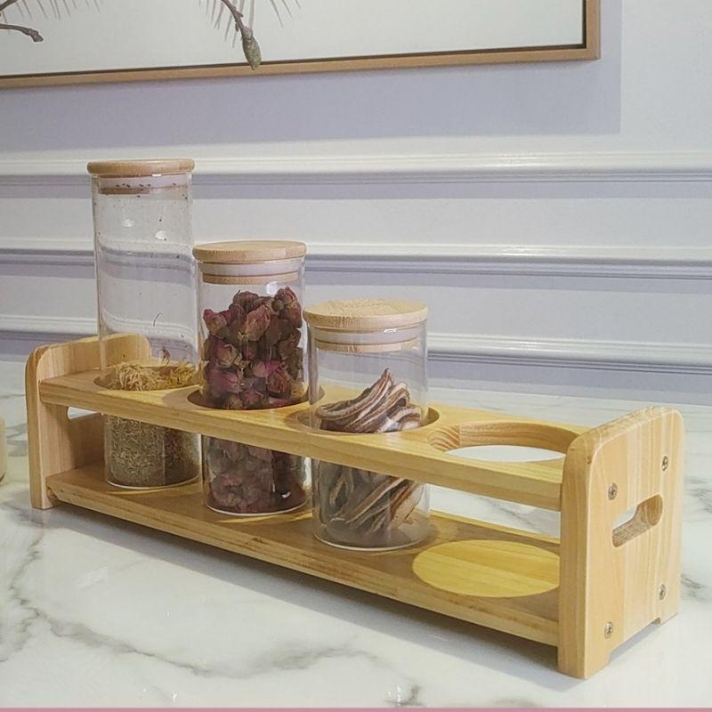 Kệ Gỗ Đựng Hũ Gia Vị, Giá Để Gia Vị, Chai Dầu Ăn, Nước Mắm Xinh Xắn Tiện Dụng
