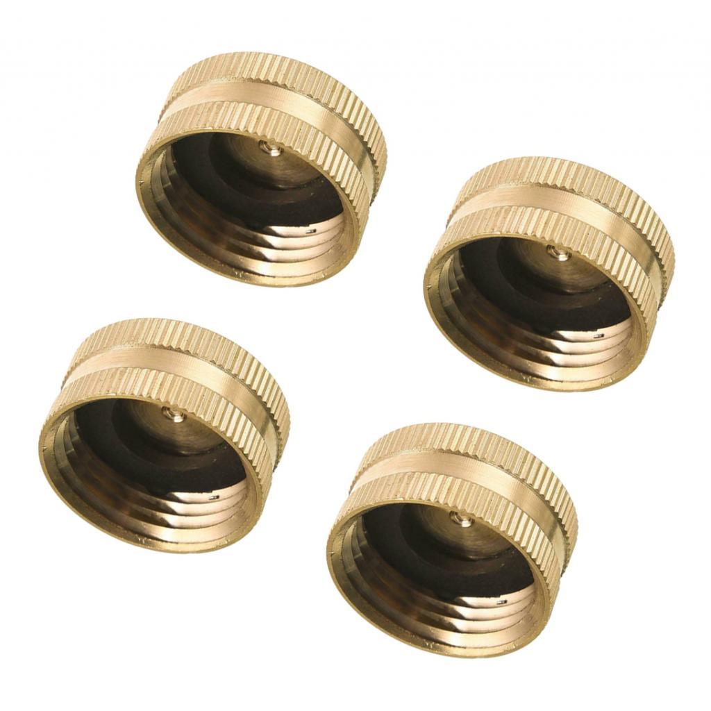 4pcs 3/4" Hose Female End Brass Spigot Caps with Flag Clips Anti-Wind