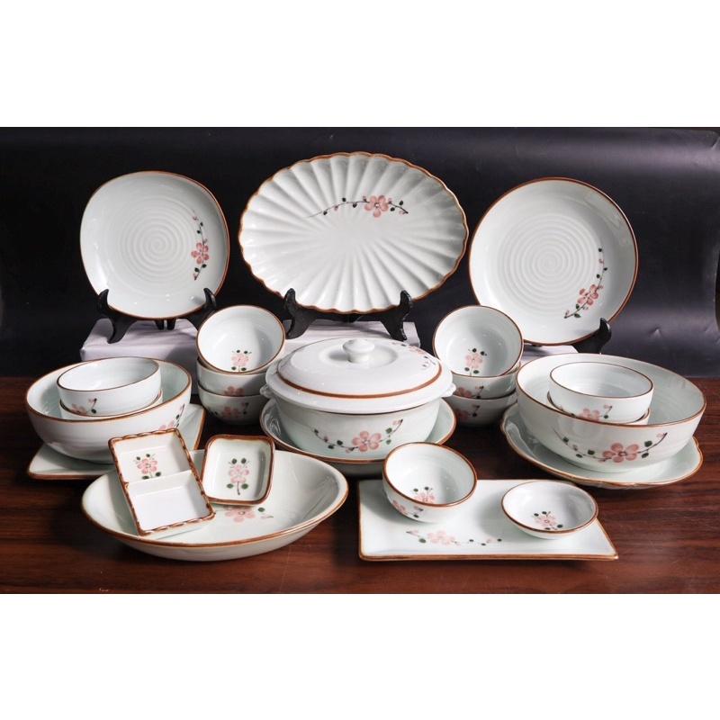 Set bát đĩa 25 món. Gốm sứ Bát Tràng cao cấp.