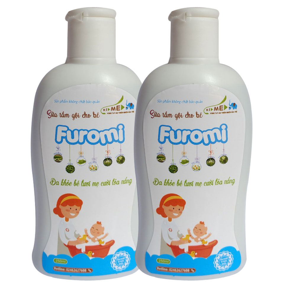 Sữa Tắm Gội Cho Bé Furomi 250ml từ 100% dược liệu thiên nhiên giúp làm sạch da, mềm da và tóc hàng ngày cho trẻ, hoàn toàn không gây cay mắt, phòng ngừa rôm rảy, viêm da (3 HỘP)