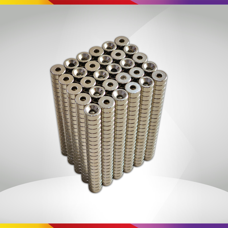 Bộ 10 Viên Nam Châm Đất Hiếm Loại Tròn 12x5mm Lỗ Vát M4 Lực Từ N35 Cực Mạnh