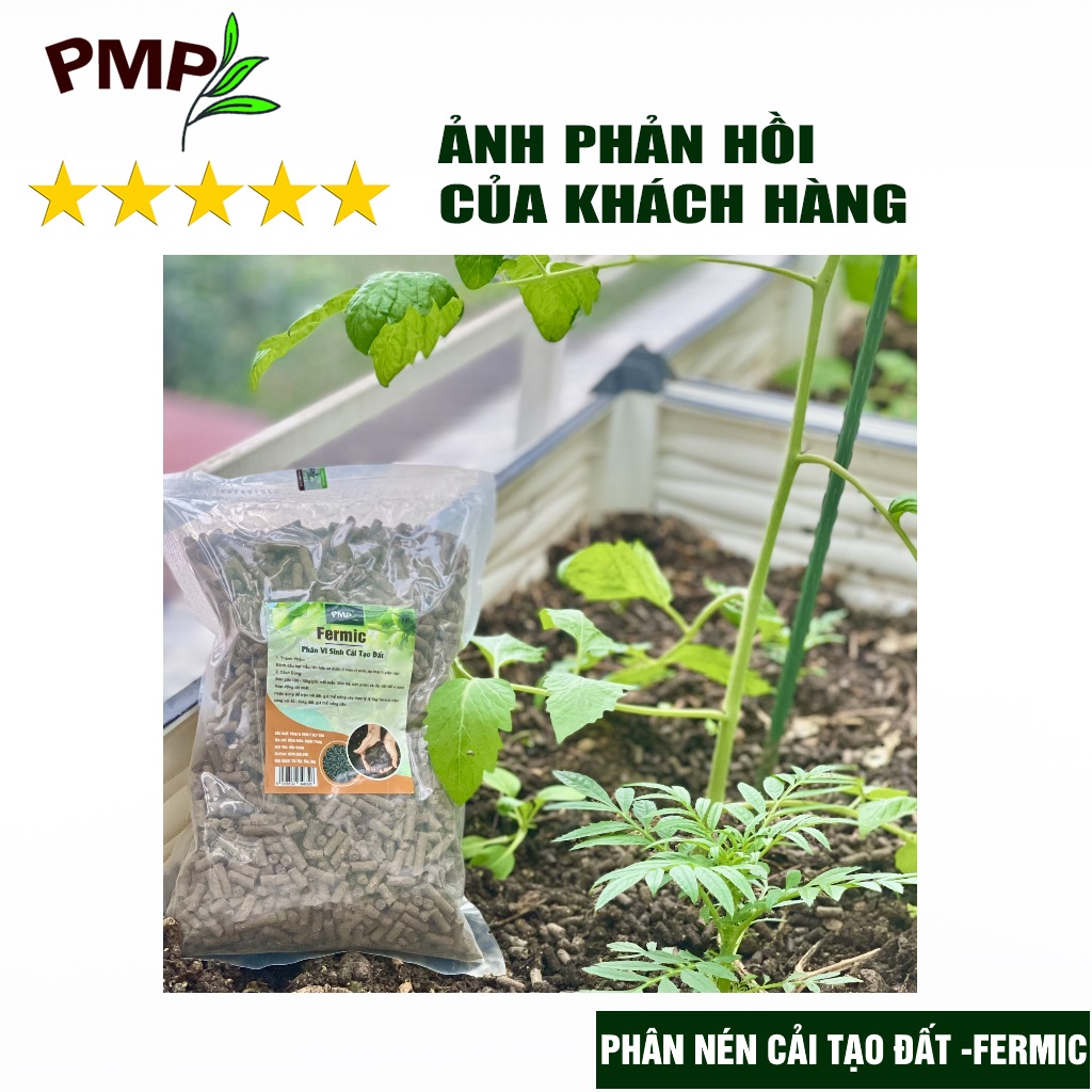 Combo bộ phân bón hữu cơ trộn đất trồng rau trồng hoa PMP - Phân cải tạo đất Fermic - Nấm Trichoderma - Bã Mía - Vi sinh trừ bệnh Killpa