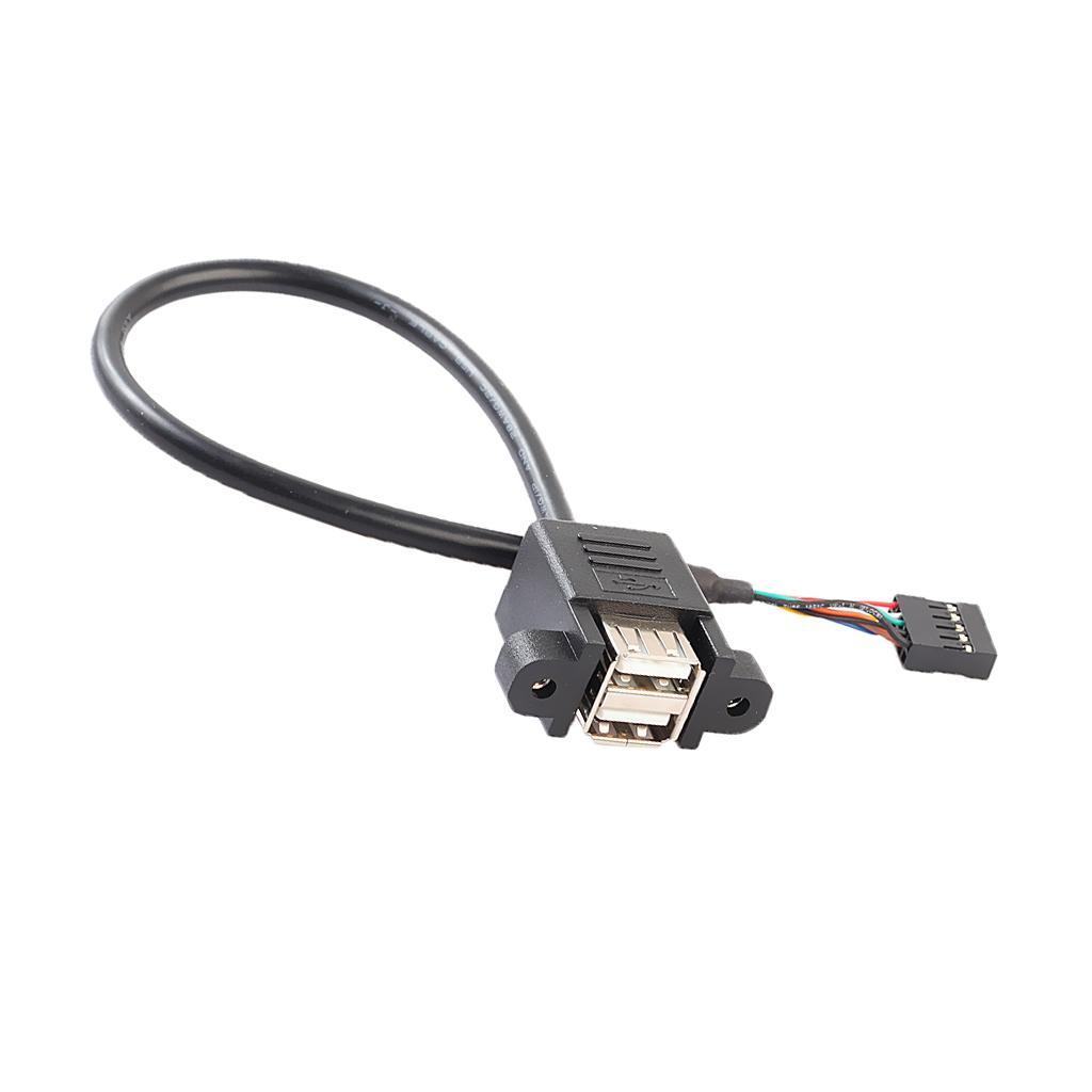 2-5pack Dual USB 2.0 A Female to Motherboard 9 Pin Header Cable and Screw Panel