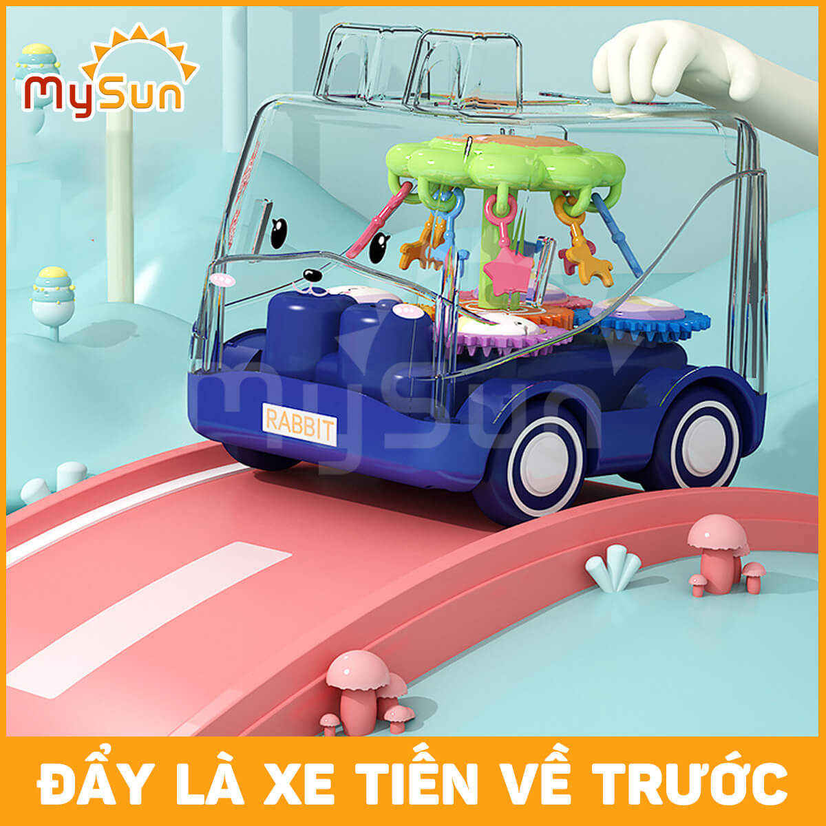 Xe ô tô đồ chơi trẻ em vòng đu quay nhựa trong suốt cao cấp cho bé.