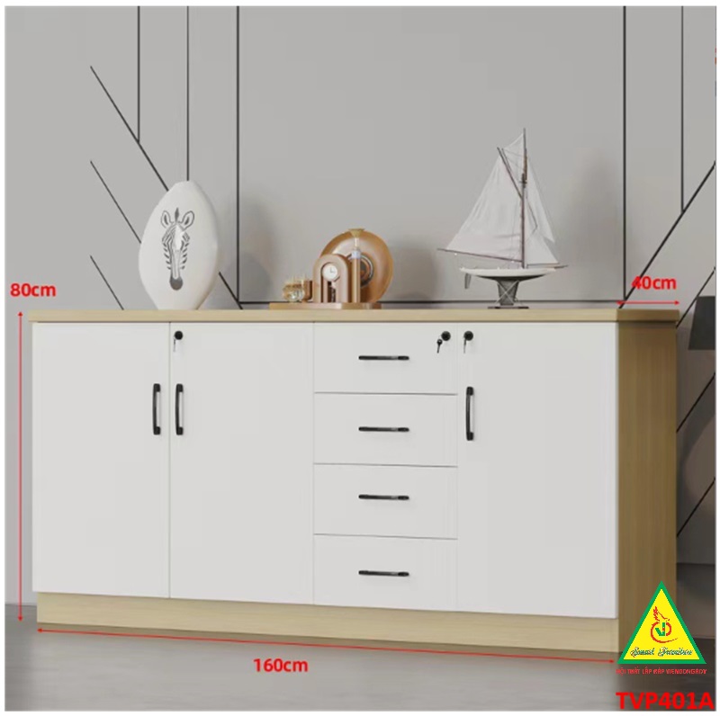 Tủ hồ sơ văn phòng, tủ tài liệu thấp gỗ MDF TVP401A - NỘI THẤT LẮP RÁP VIENDONGADV