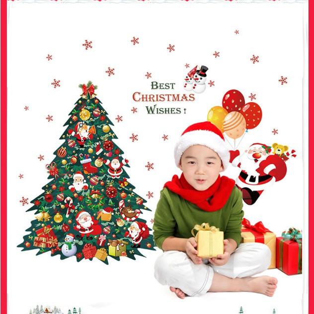 Decal trang trí noel cây thông sắc màu