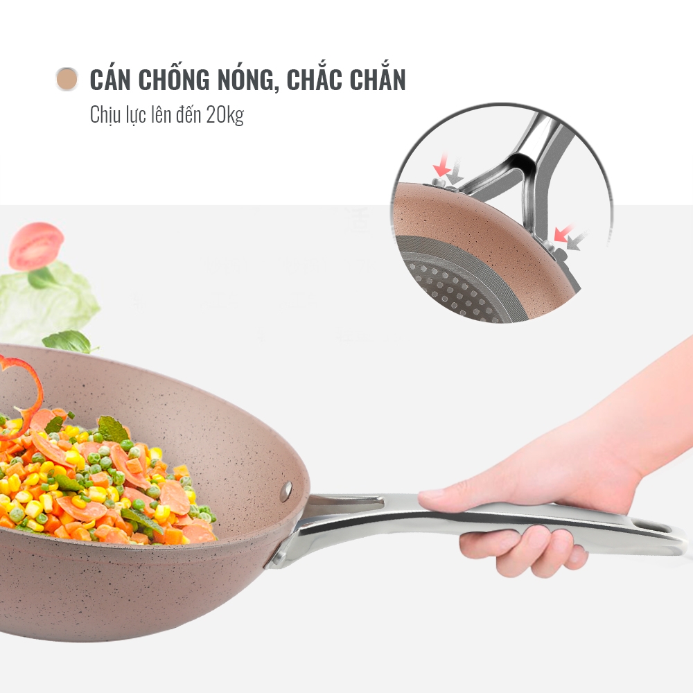 CHẢO ELMICH FUSION SÂU LÒNG, VÂN ĐÁ CHỐNG DÍNH, CÓ ĐÁY TỪ (SIZE 28CM - CHIÊN XÀO RÁN TRÊN MỌI LOẠT BẾP) - HÀNG CHÍNH HÃNG