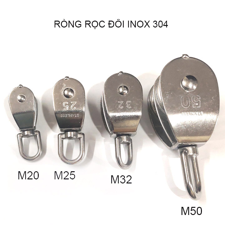 Ròng rọc đôi inox 304 không gỉ, kích thước M20-M25-M32-M50 tùy chọn