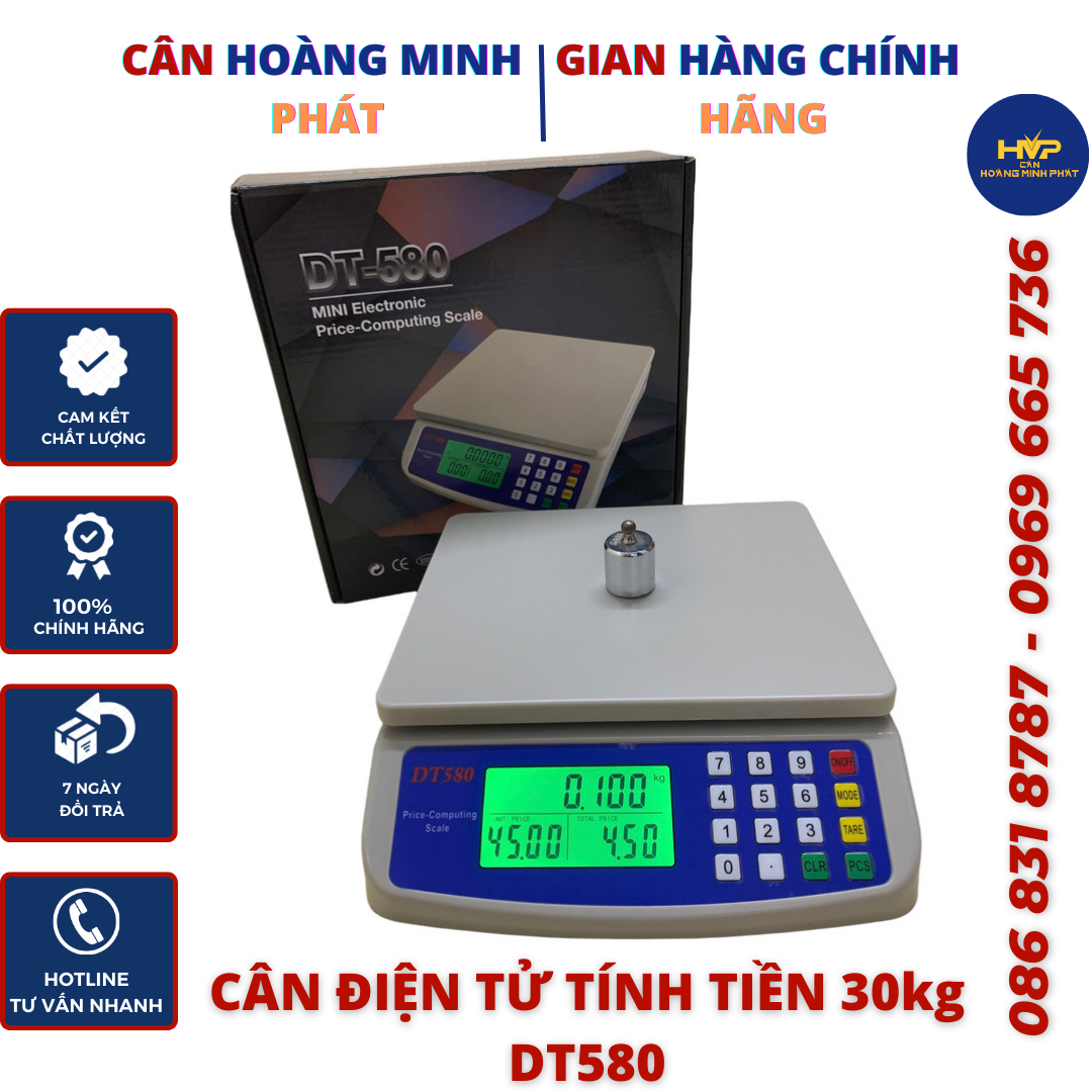 Cân Điện Tử Tính Tiền DT580 30kg/1g (cân điện tử nhà bếp) [ CÂN HOÀNG MINH PHÁT