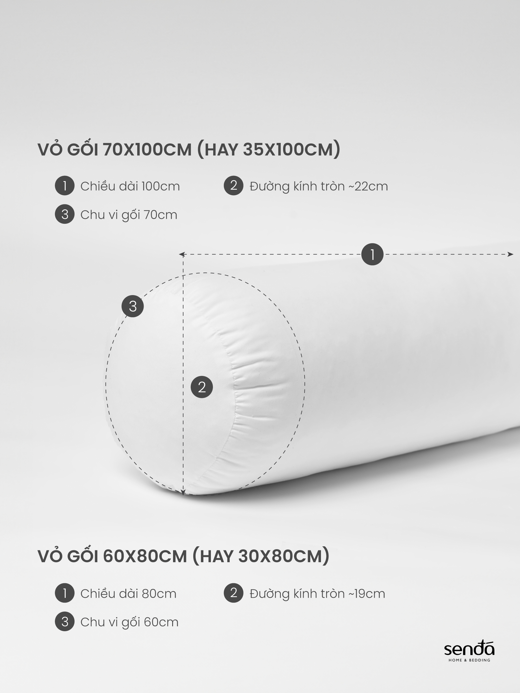 Ruột gối ôm Sen Đá Home Bedding 70x100 60x80 cm, gòn bi 3D Polyester cao cấp siêu bền, đàn hồi, không xẹp lún