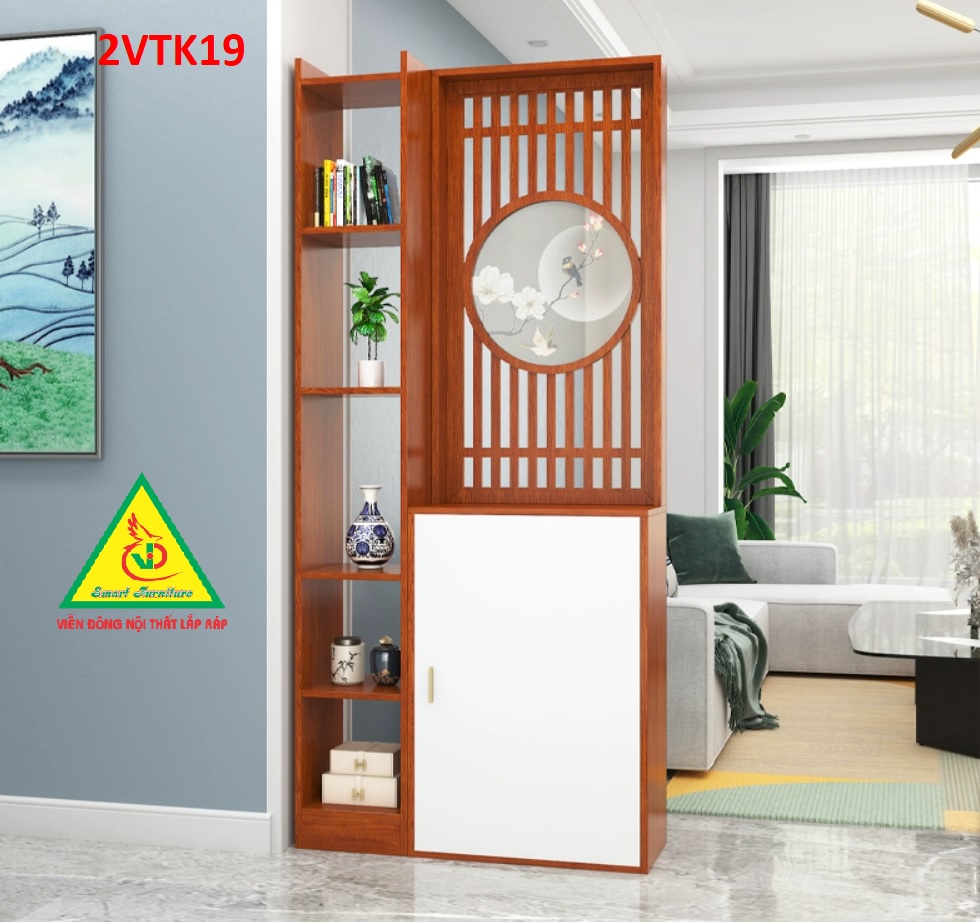 Tủ kệ trang trí kiêm vách ngăn phòng khách , nhà bếp 2VTK19- Nội thất lắp ráp Viendong Adv