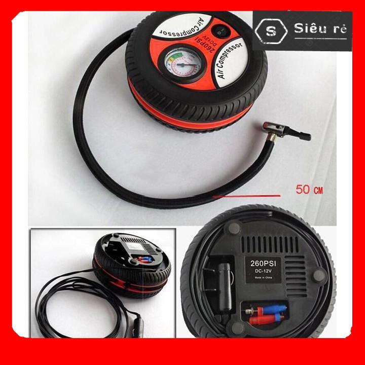 MÁY BƠM LỐP XE HƠI,XE MÁY CÓ ĐỒNG HỒ- 12V Tròn