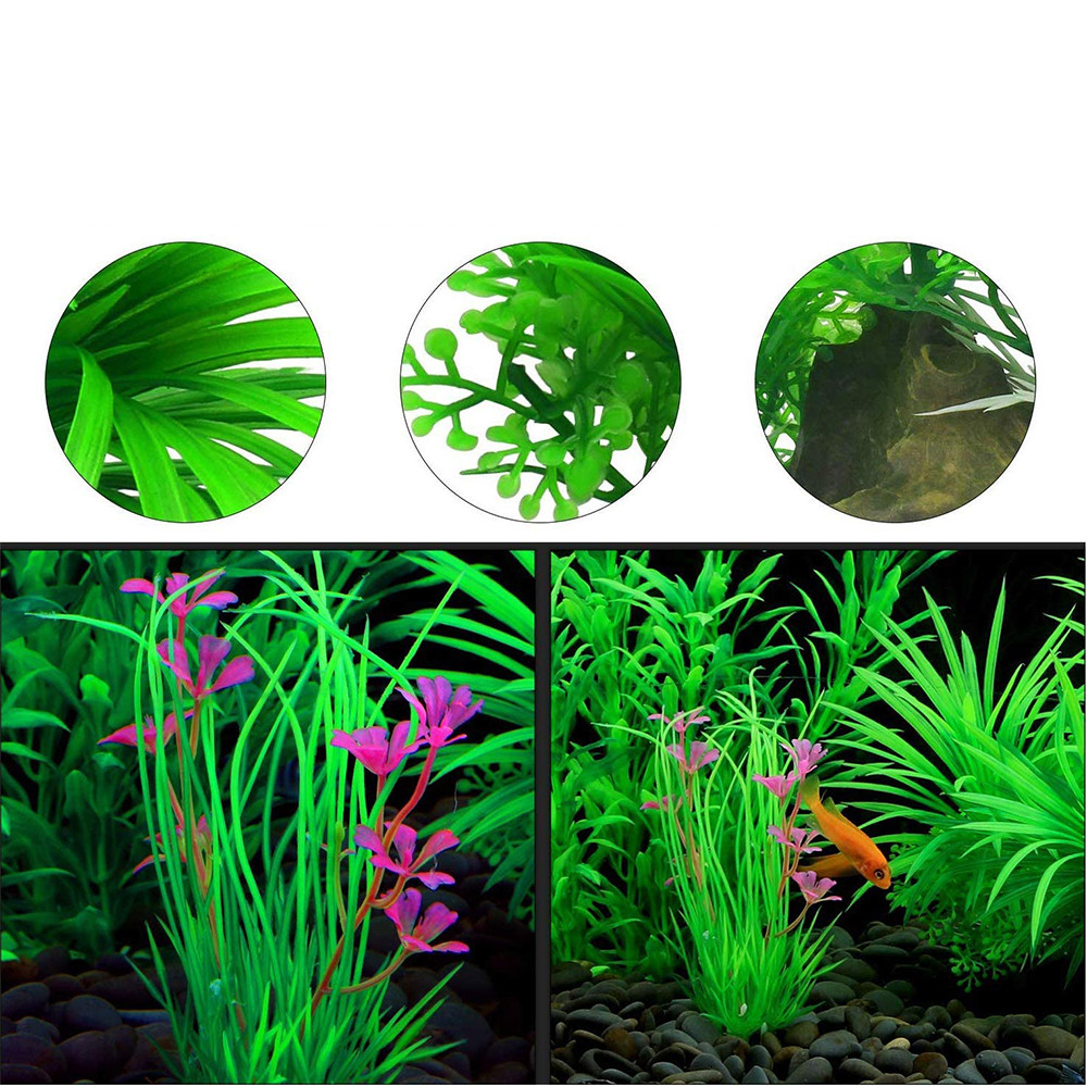 Bộ 13 cái Aquarium Faux Faux rêu nhựa treo đá nổi trên mặt nước mô phỏng đá trang Aquarium trang trí thực vật