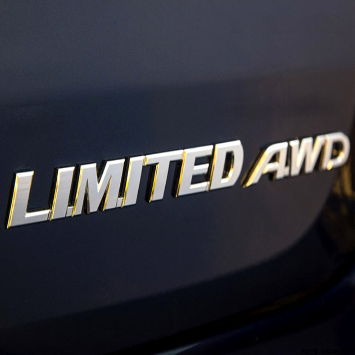 Tem decal chữ chất liệu inox dán ô tô màu bạc