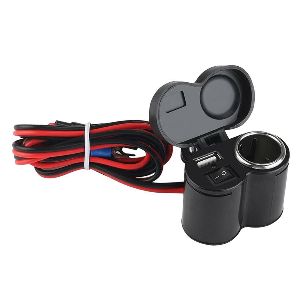 USB Cigarette Lighter Power Outlet Hardwire Cable For Motorcycle Car Auto