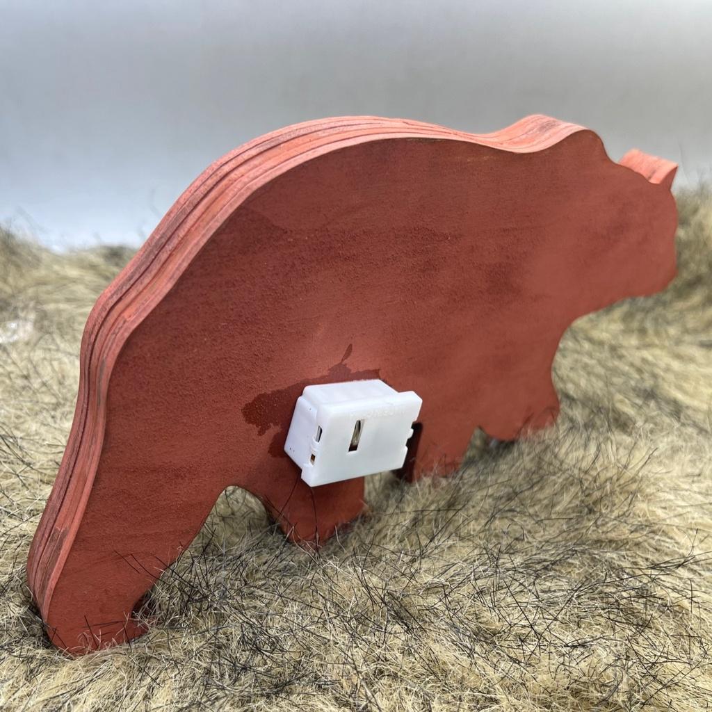 Mô hình gỗ điêu khắc hình Gấu bằng gỗ decor nghệ thuật, phối cảnh 3D kèm theo đèn led và pin, kích thước 20x16cm