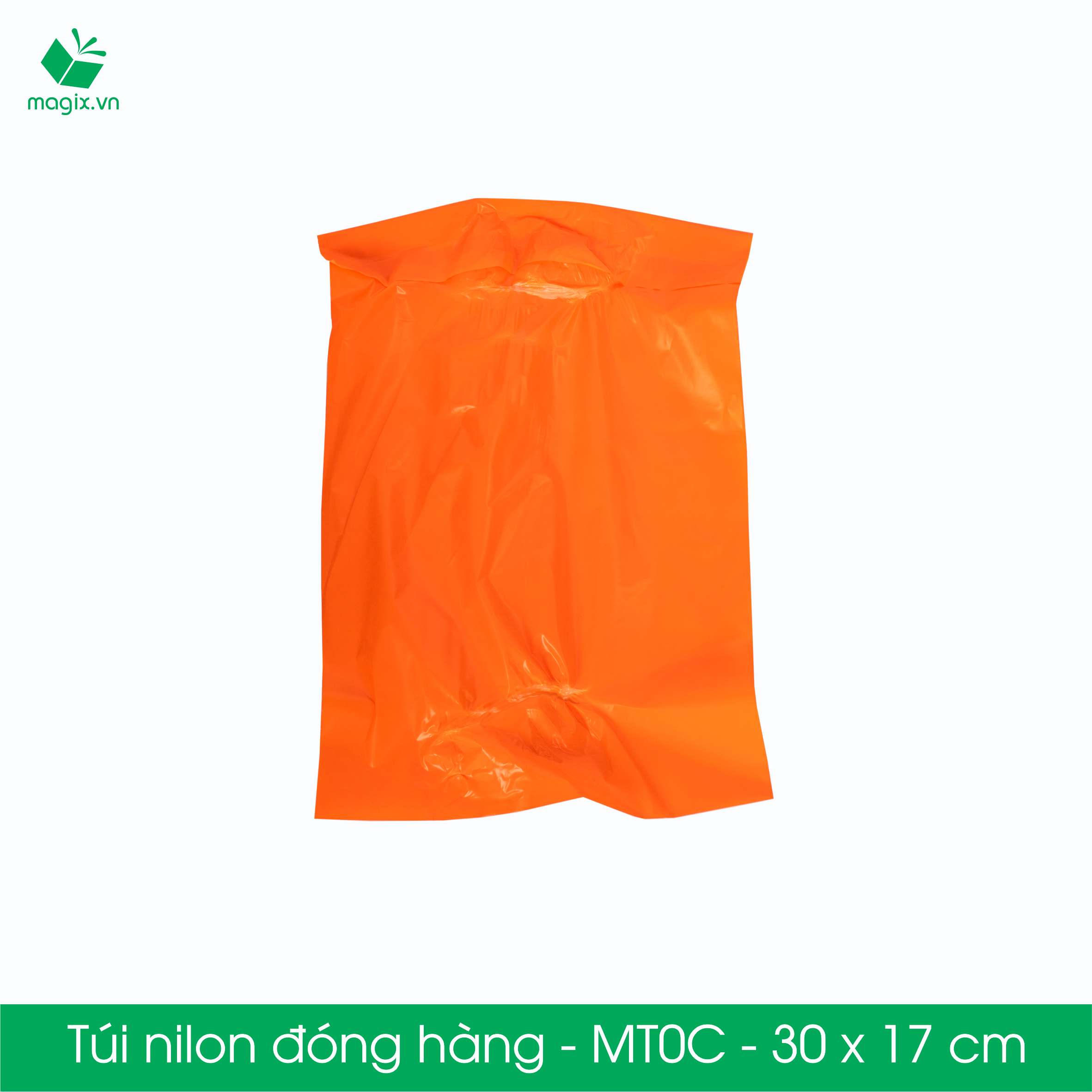 MT1C - 25x35 cm - Túi nilon gói hàng - 200 túi niêm phong đóng hàng màu cam