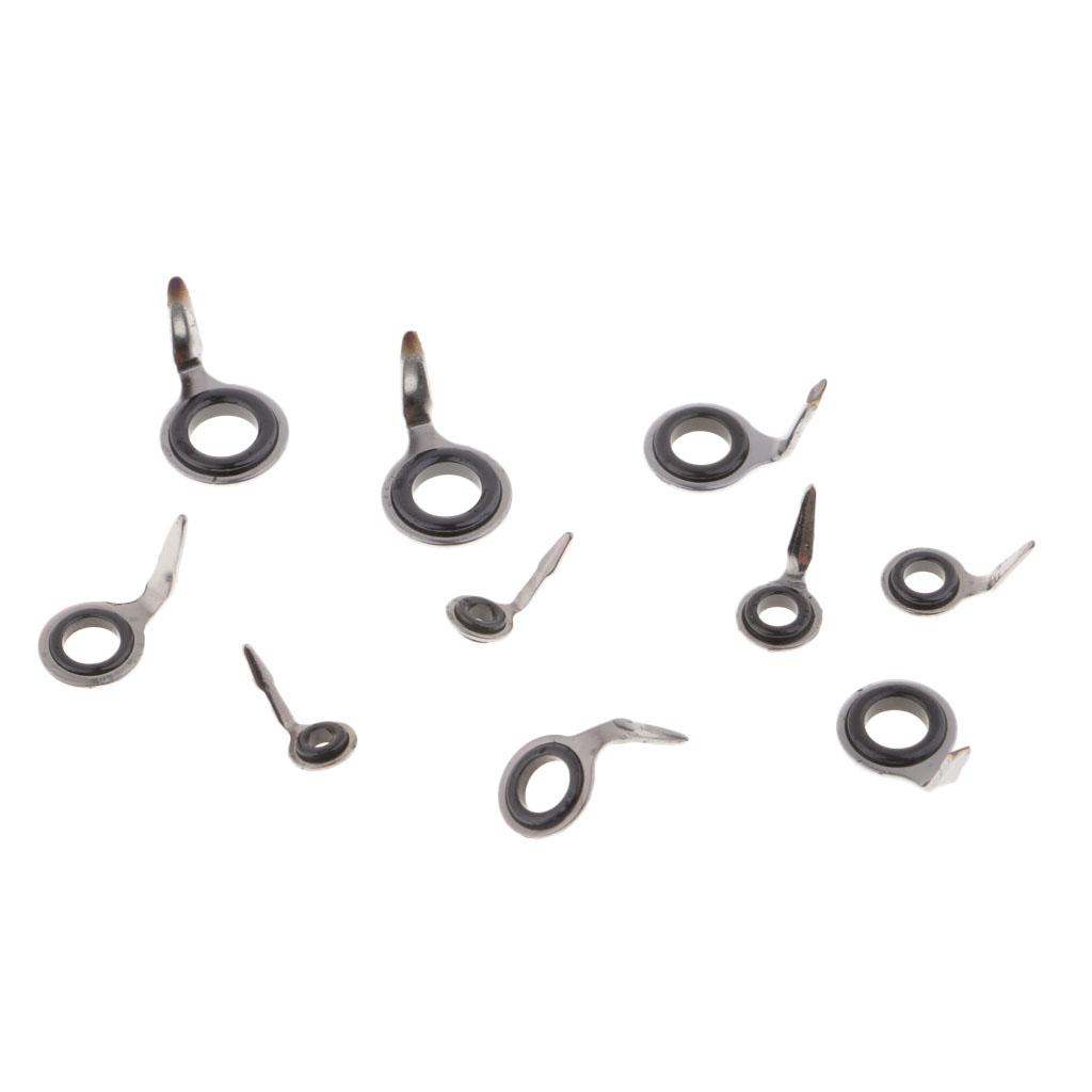 10pcs Stainless Steel 304 Fishing Rod Guides Ceramic Ring Eye Ring Line Ring
