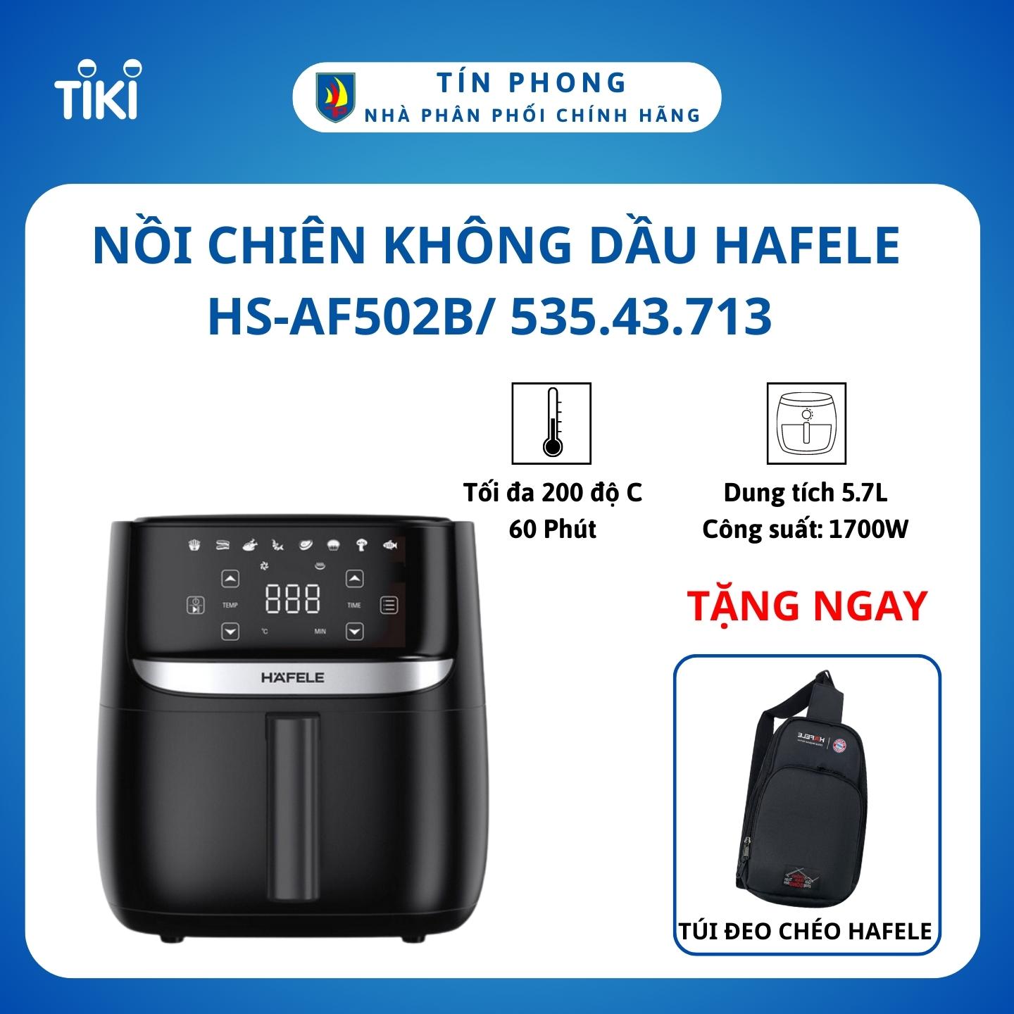 Nồi chiên không dầu Hafele HS-AF502B/ 535.43.713 - Dung tích 5.7 lít - Công suất 1700W - 8 chương trình nấu - Hàng chính hãng