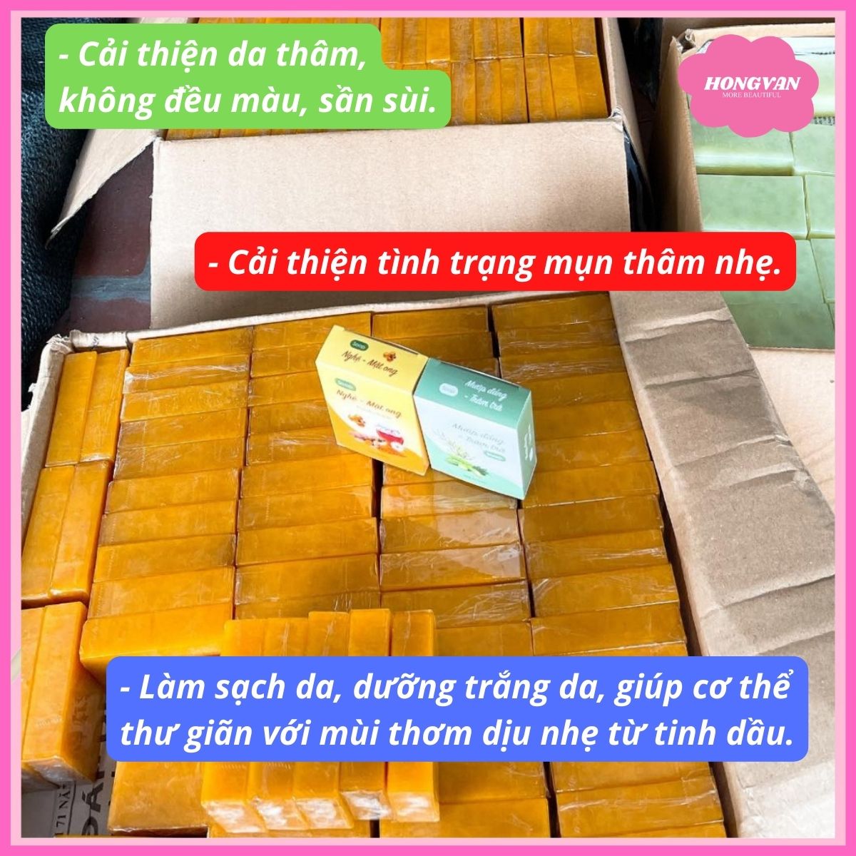 Combo 2 bánh xà bông nghệ và mật ong (2x100g) giúp sáng da ngừa mụn giảm thâm tặng lưới tạo bọt