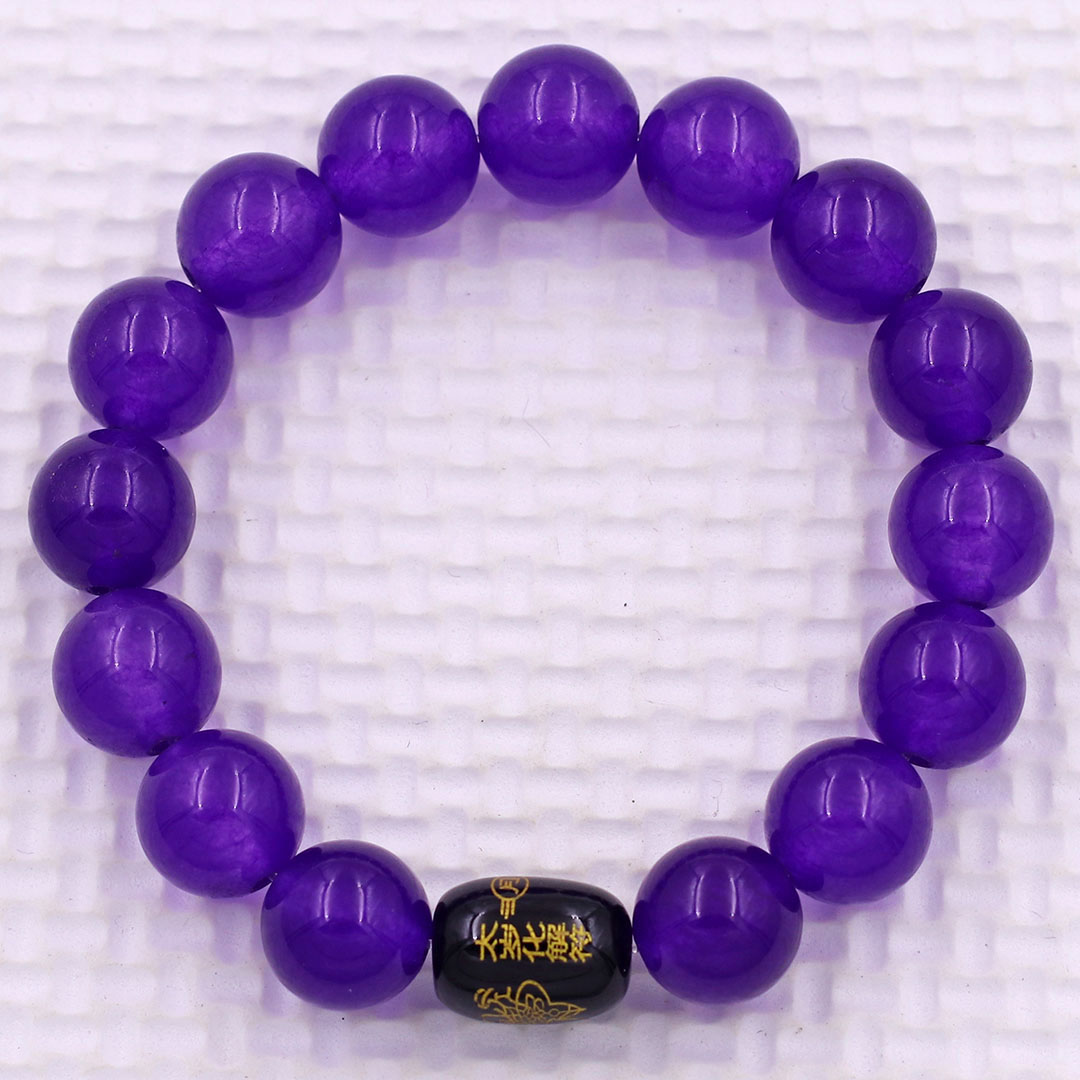Vòng chuỗi đeo tay đá thạch anh tím 10 ly charm giải thái tuế phù, vòng chuỗi phong thủy, giải năm hạn thái tuế
