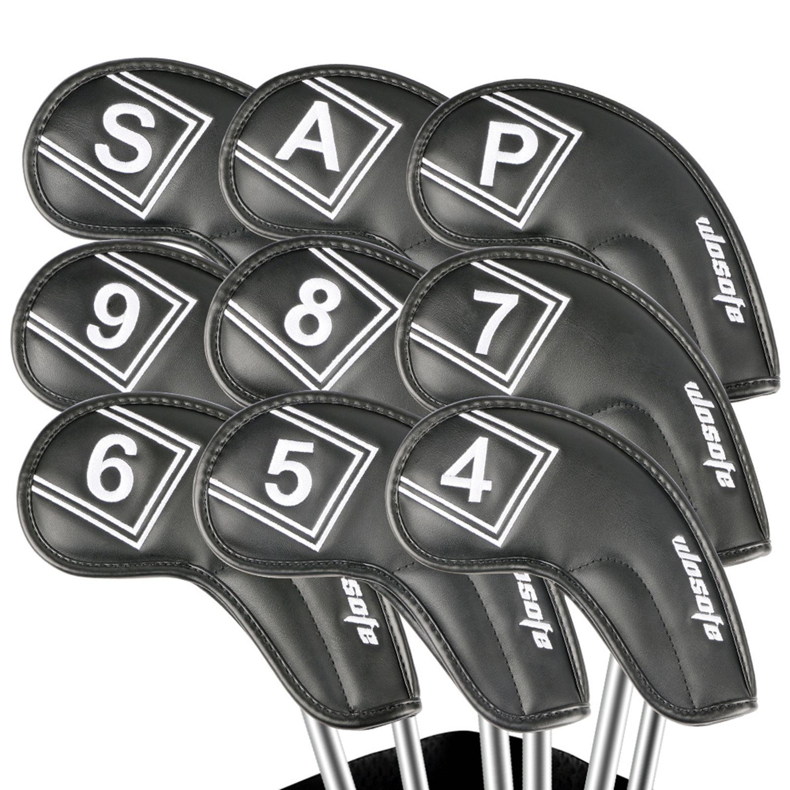 9Pcs/Pack PU Golf Iron Covers Set Golf Club Head Cover for Most Irons