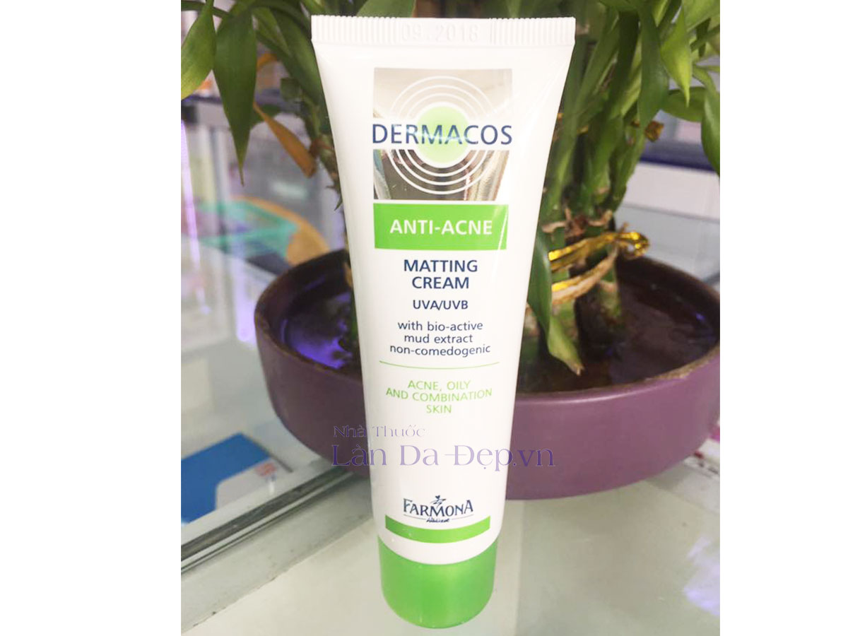 Kem Farmona Dermacos Anti-Acne Matting Cream giảm thâm mụn kiềm dầu hỗ trợ chống nắng 50ml