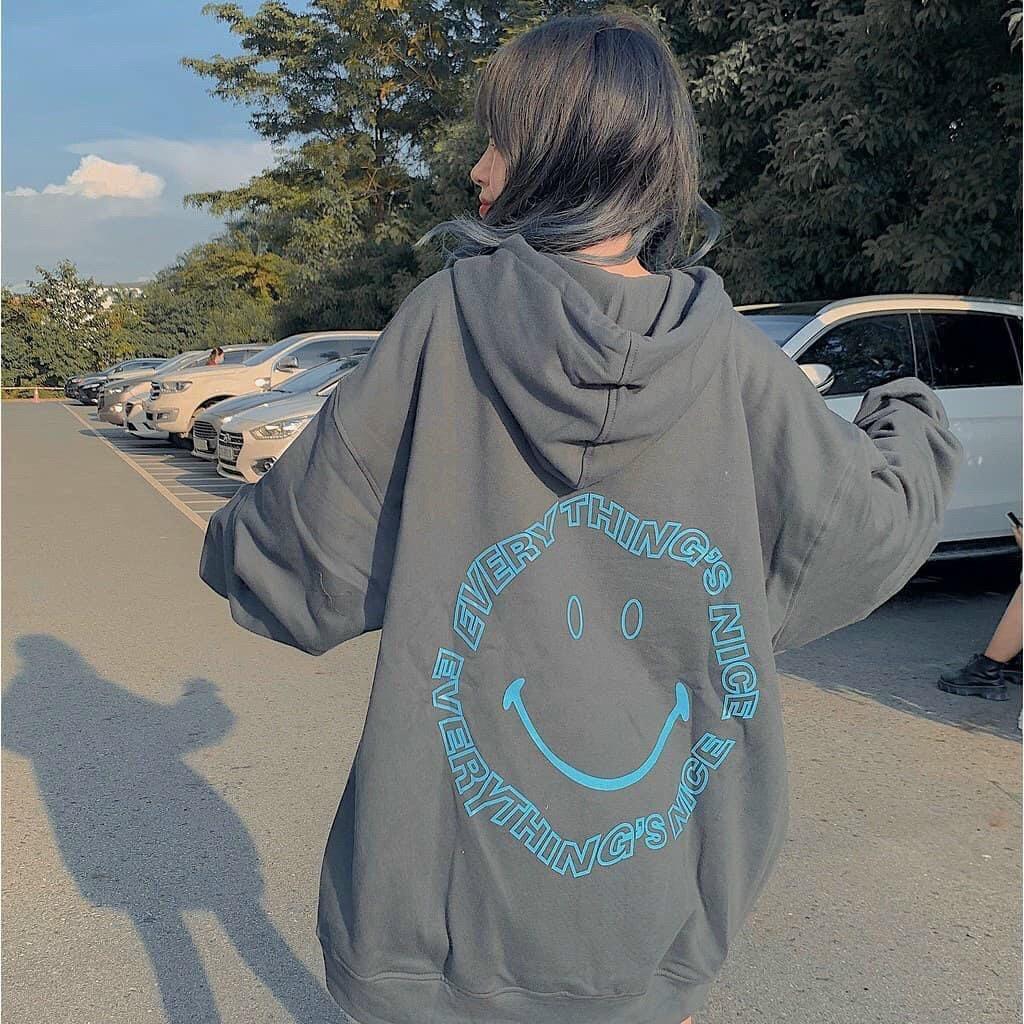 Áo Khoác Hoodie Nỉ Bông Dây Kéo Zip Baby FACE SMILE Form rộng Unisex Nam Nữ Cá Tính Ulzzang KUN