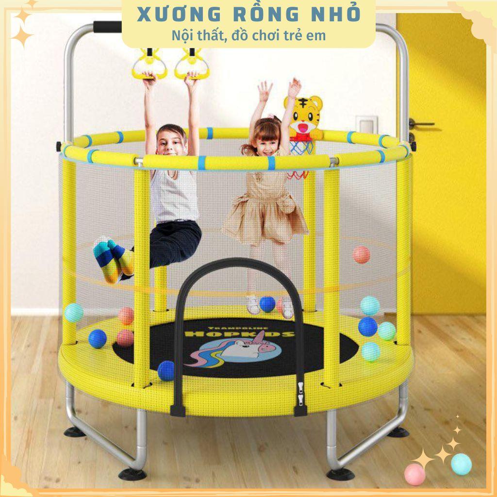 Sàn nhún, quây bóng, nhà bóng cho bé có xích đu, tay vịn kèm xà đơn bóng rổ vận động đường kính 1,5m