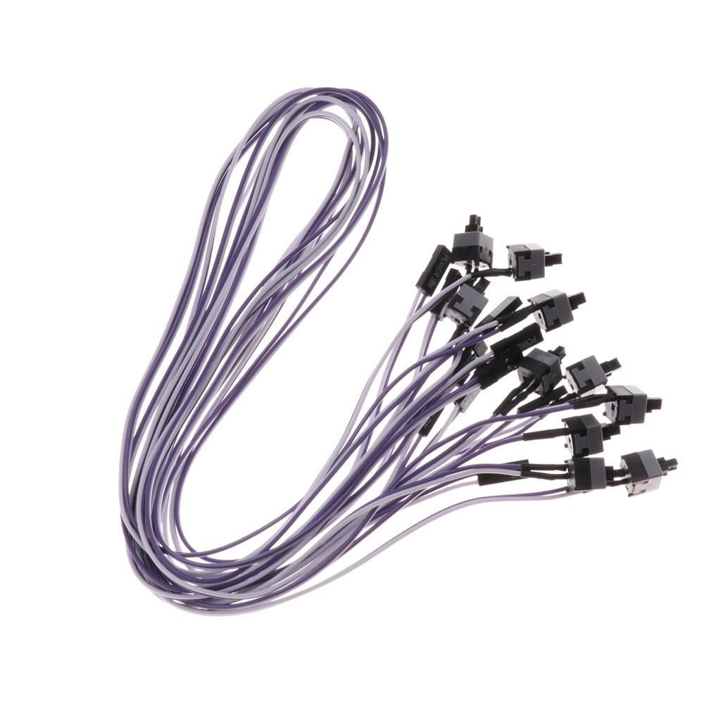 10 Pack 2Pin SW PC Restarting Power Cable on/off Push Switch Button Wire