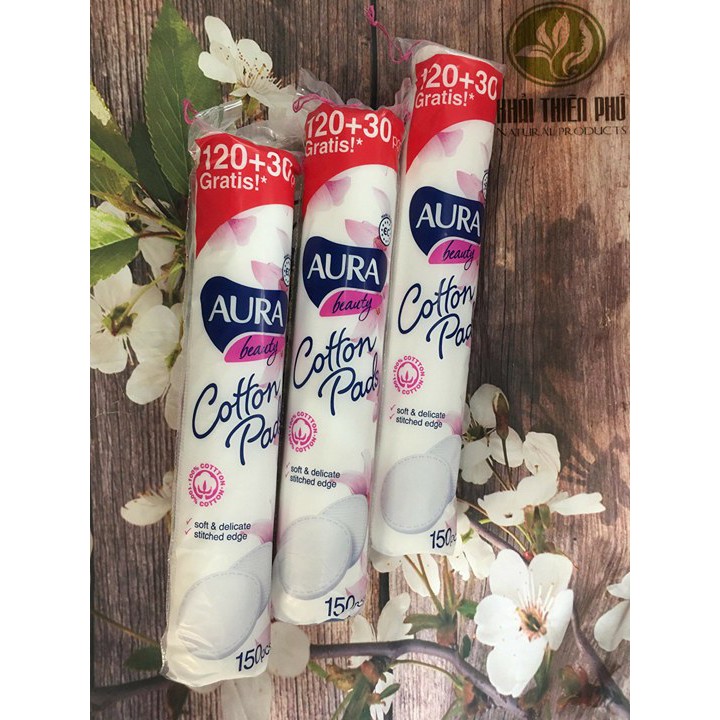 Combo 5 gói bông tẩy trang Aura Beauty Cotton Pads150 miếng
