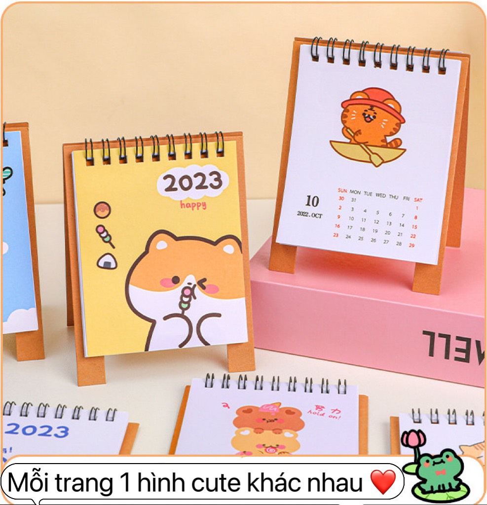 Lịch để bàn mini năm 2023 xinh xắn nhiều chủ đề kèm ghi chú mặt sau tiện lợi dáng chữ A làm quà tặng đẹp rẻ